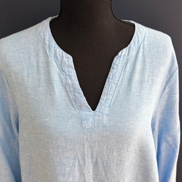 Lands’ End Linen Blend Pullover Blouse – Light Blue Size M. Very good condition - Picture 3 of 7